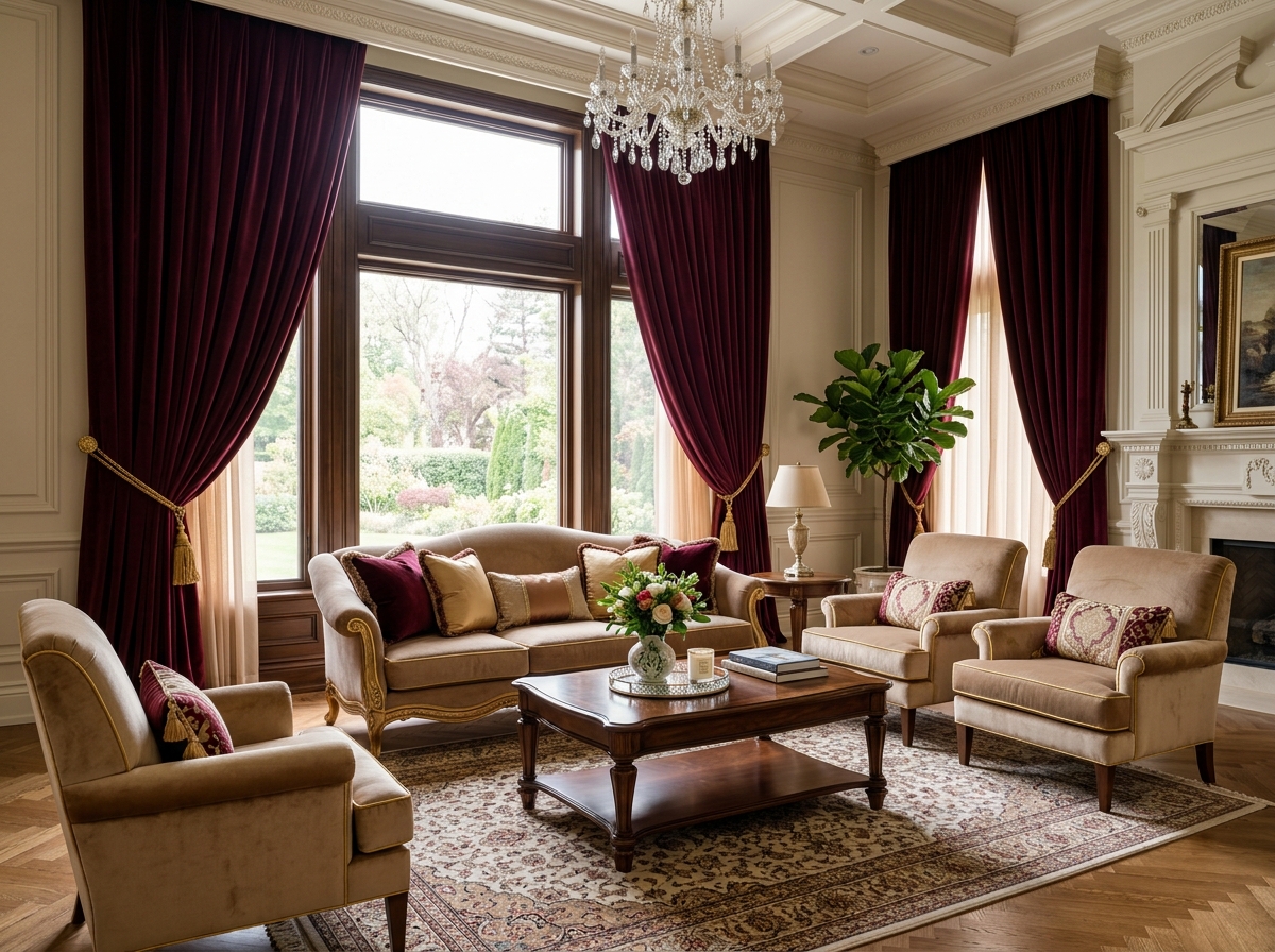 Living Room Furniture & Curtain Set